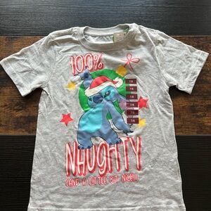 Disney Gray Tee with Festive Stitch Design